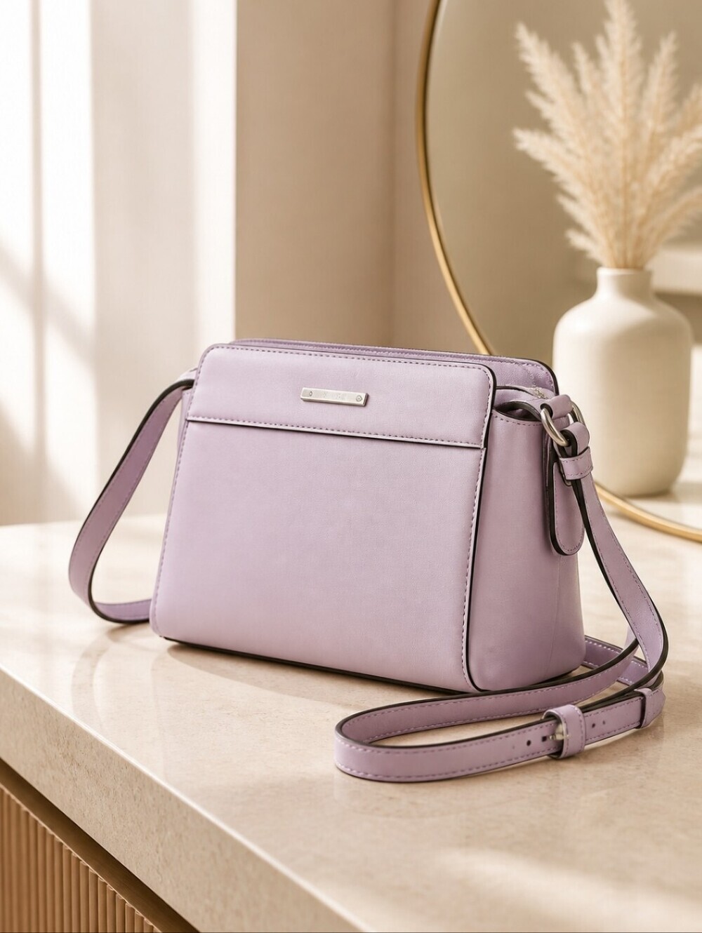 French Connection Evie Caviar Crossbody Bag Petal Pink